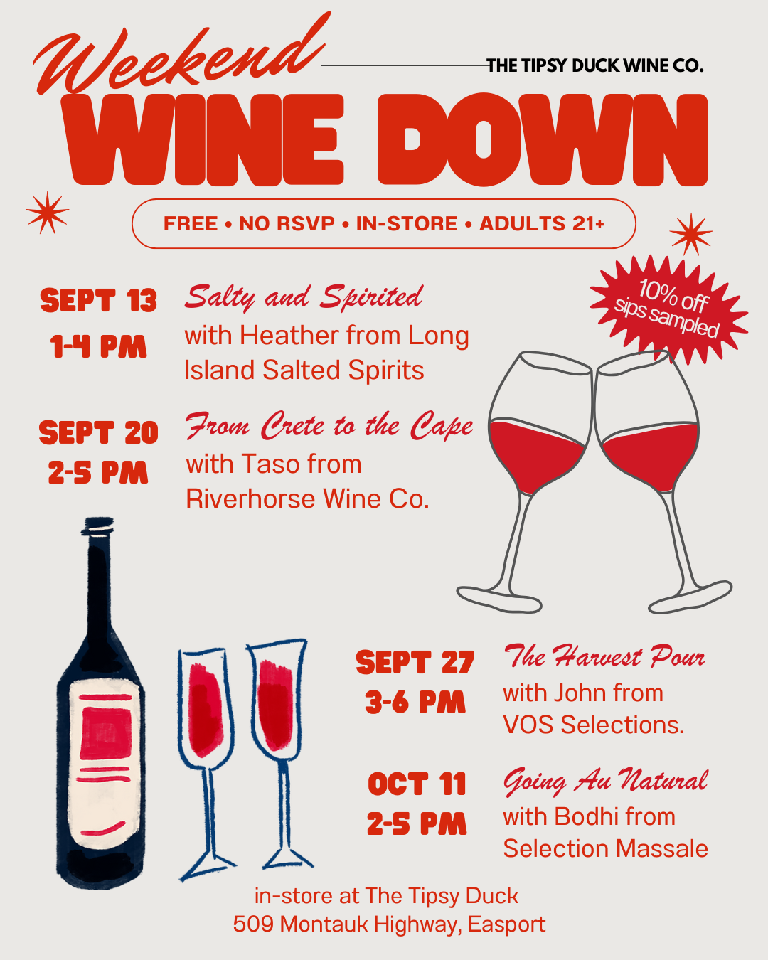 Tasting Schedule